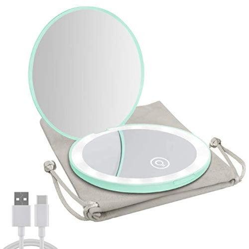 Portable Travel Mirror with LED Light,1x/10x Magnification Compact Mirror, 2-Sided Illuminated Folding Round Mirror - Toytexx Portable Travel Mirror with LED Light,1x/10x Magnification Compact Mirror, 2-Sided Illuminated Folding Round Mirror - Toytexx